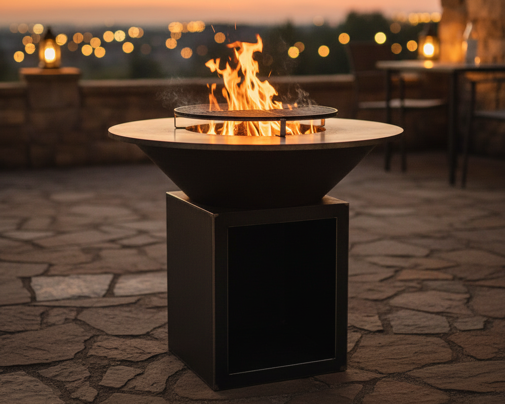 Brasero CUBIK en acier Corten - Diam. Ø 100 cm
